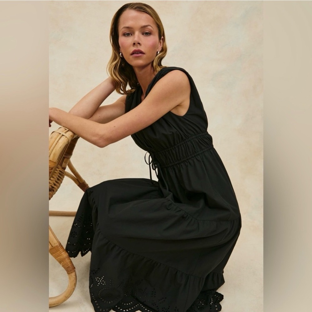 NWT $268 Rails Lucia Eyelet Midi Dress Size XS Black Eco - Picture 5 of 16
